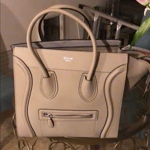 Real leather taupe purse